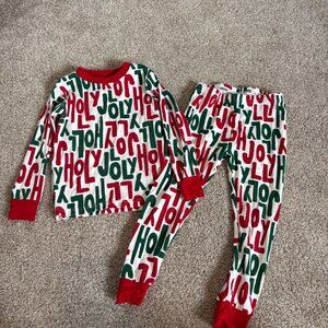 Carters Christmas PJs 3T Pajamas Holly Jolly White Red Green